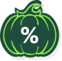 Green Pumpkin with Percentage Sign