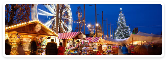 People enjoying a night at the Galway Christmas Market