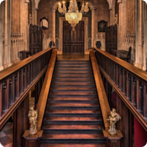 Entry staircase of a mansion