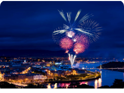 Fireworks  in the sky over the Derry Halloween Festival