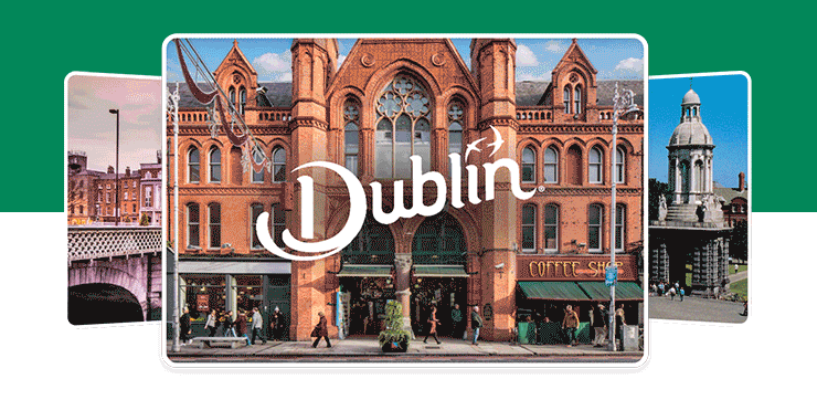 A collection of imagery of Dublin landmarks
