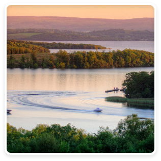 A view of the lakes, rivers and waterways.
