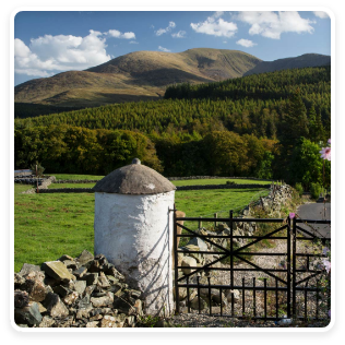 A sweeping range of grand peaks of the Mourne Mountains